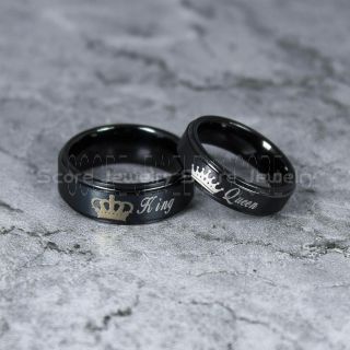 King and Queen Rings, King & Queen Rings, King Queen Wedding Ring, King Queen Wedding Bands, King Ring, Queen Ring, Matching Ring Set, 2 Piece Couple Set Blue Tungsten Rings King & Queen Ring