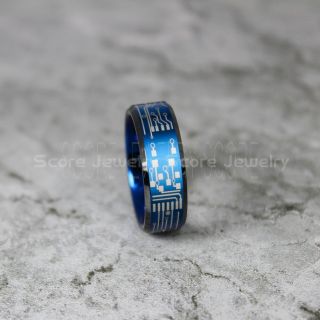 Circuit Board Ring, Circuit Board Jewelry, Technology Ring, Engineer Ring, Circuit Board Ring, Blue Tungsten Ring, Geek Ring, Geek Jewelry