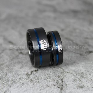 King and Queen Rings, King & Queen Rings, King Queen Wedding Ring, King Queen Wedding Bands, King Ring, Queen Ring, Matching Ring Set, 2 Piece Couple Set Black Tungsten Rings King & Queen Ring