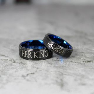 King and Queen Rings, King & Queen Rings, King of Spades & Queen of Hearts Rings, King Queen Wedding Bands, King Ring, Queen Ring, Matching Ring Set, 2 Piece Couple Set Black Tungsten Rings King & Queen Ring, 