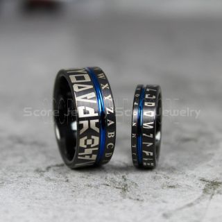Aurebesh Rings, Star Wars Rings, 2 Piece Couple Set Aurebesh Alphabet Rings, Star Wars Wedding Bands, Black Aurebesh Wedding Rings, Black Tungsten Bands, Aurebesh Wedding Bands, Star Wars Wedding Rings, Star Wars Aurebesh Jewelry