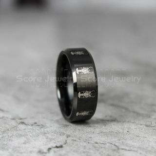 Crawfish Ring, Crawfish Jewelry, Crayfish Ring, Crayfish Jewelry, Fishing Ring, Shrimping Ring, Fish Hook Ring, Black Tungsten Ring, Black Wedding Band, Hunting Ring, Fish Hooks Wedding Band