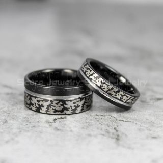 Camo Rings, Camouflage Rings, 2 Piece Couple Set Camouflage Rings, Military Rings, Black Rings, Black Wedding Bands, Black Wedding Rings, Military Wedding Bands, Army Wedding Rings