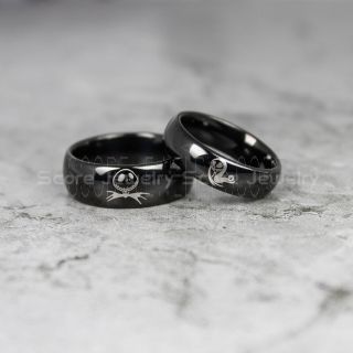 Simply Meant To Be Jack and Sally Rings, Jack and Sally Wedding Bands, Black Tungsten Rings, Black Tungsten Wedding Bands, Jack and Sally Wedding Rings