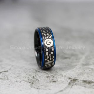 Circuit Ring, Circuit Board Ring, Black Tungsten Ring, Black Ring, Black Tungsten Wedding Band, Geek Ring, Geek Jewelry, Black Wedding Ring