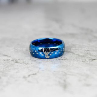 Deer Ring, Deer Tracks Ring, Deer Hunting Ring, Fishing Ring, Blue Tungsten Ring, Blue Wedding Band, Hunting Ring, Deer Hunting Wedding Band, Deer Tracks Ring
