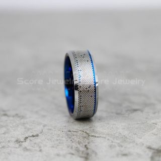 Fishing Ring, Fish Scale Ring, Blue Tungsten Ring, Blue Wedding Band, Fish Scale Ring, Fish Hooks Wedding Band, Blue Tungsten Wedding Band