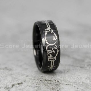 Boxing Ring, Boxer Ring, Boxing Gloves Ring, Black Tungsten Ring, Black Wedding Ring, Black Wedding Band, Boxing Jewelry