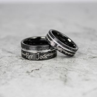 Simply Meant To Be Jack and Sally Rings, Jack and Sally Wedding Bands, Black Tungsten Rings, Black Tungsten Wedding Bands, Jack and Sally Wedding Rings