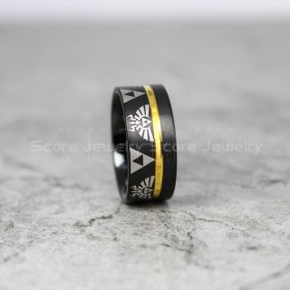 Zelda Ring, Gamer Ring, Legend of Zelda Ring, Zelda Wedding Ring, Zelda Wedding Band, Black Tungsten Ring, Black Wedding Band