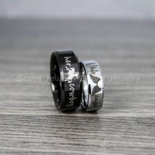 2 Piece Couple Set Cowboy and Angel Rings, Cowboys Rings, Angel Ring, Cowboy and Cowgirl Ring, Cowboys Wedding Ring, Western Ring, Western Cowboys Ring