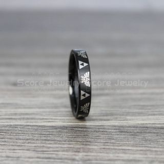 Zelda Ring, Gamer Ring, Legend of Zelda Ring, Zelda Wedding Ring, Zelda Wedding Band, Black Tungsten Ring, Black Wedding Band