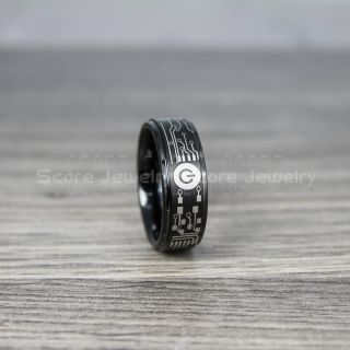 Circuit Ring, Circuit Board Ring, Black Tungsten Ring, Black Ring, Black Tungsten Wedding Band, Geek Ring, Geek Jewelry, Black Wedding Ring