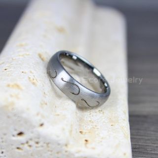 Fishing Ring, Fish Hook Ring, Silver Tungsten Ring, Silver Wedding Band, Hunting Ring, Fish Hooks Wedding Band, Silver Tungsten Wedding Band