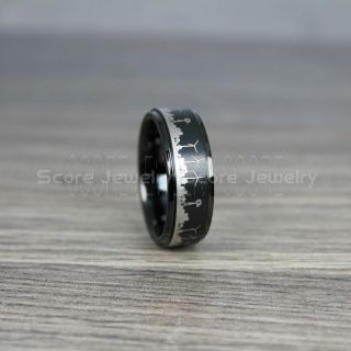Wind Farm Ring, Wind Turbines Ring, Farmer Ring, Grain Elevator Black Tungsten Ring, Black Wedding Band, Rancher Ring, Cattle Rancher Wedding Band, Cattle Ranching Ring