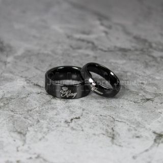 King and Queen Rings, King & Queen Rings, King Queen Wedding Bands, King Ring, Queen Ring, Matching Ring Set, 2 Piece Couple Set Black Tungsten Rings King & Queen Rings