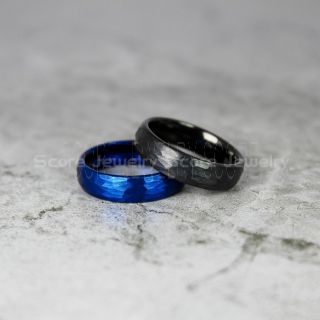 Hammered Tungsten Rings, Blue Tungsten Wedding Bands, 2 Piece Couple Set Hammered Wedding Bands, Blue Hammered Wedding Rings, Blue Wedding Rings