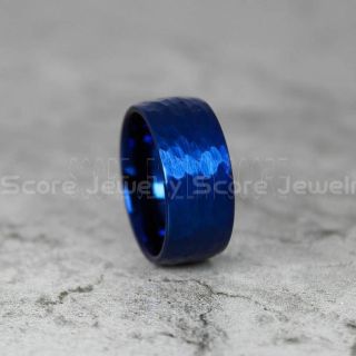 Hammered Ring, Hammered Tungsten Ring, Blue Tungsten Wedding Band, Hammered Wedding Band, Blue Hammered Wedding Ring, Blue Wedding Ring