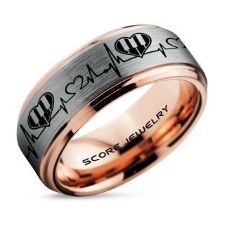 Music Ring, Music Heartbeat Ring, Music Sheet Ring, Music Jewelry, Piano Ring, Silver Tungsten Ring, Silver Ring, Silver Wedding Band, Treble Clef Note Ring, Music Notes Ring