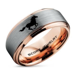 Mustang Ring, Horse Ring, Mustang Band, Equestrian Ring, Horse Lovers Ring, Western Ring, Cowboys Ring, Silver Tungsten Ring, Silver Wedding Band, Horse Wedding Ring