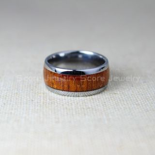 Koa Ring, Koa Wood Ring, Koa Wood Wedding Band, 10mm Silver Wedding Band, Silver Tungsten Ring