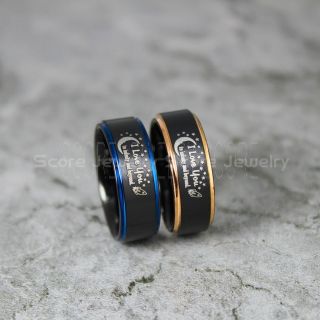I Love You To Infinity And Beyond Rings, I Love You To Infinity And Beyond Jewelry, Black Wedding Bands, Black Tungsten Rings