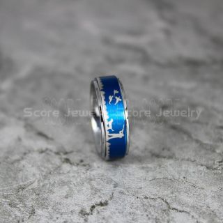 Geese Hunting Ring, Duck Hunting, Geese Hunting Scene Ring, Hunting Ring, Hunting Jewelry, Dog Hunting Ring, Dog Hunting Jewelry, Blue Tungsten Ring, Blue Wedding Band