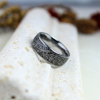 Meteorite Ring, Silver Tungsten Band with Meteorite Inlay, Meteorite Wedding Band, Meteorite Wedding Ring, Silver Tungsten Ring, Silver Wedding Band