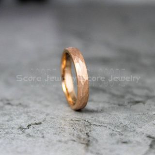 Hammered Tungsten Ring, 14K Rose Gold Tungsten Wedding Band, Hammered Wedding Band, 14K Rose Gold Hammered Wedding Ring, 14K Rose Gold Wedding Ring