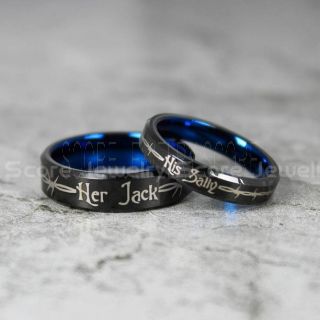 Jack and Sally Rings, Jack and Sally Wedding Bands, Black Tungsten Rings, Black Tungsten Wedding Bands, Jack and Sally Wedding Rings