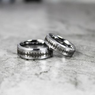 Sound Wave Rings, 2 Piece Couple Set Custom Sound Wave Rings, Physics Rings, Science Rings, Science Teacher Rings, Science Jewelry, Teacher Jewelry, Silver Wedding Rings, Silver Wedding Bands