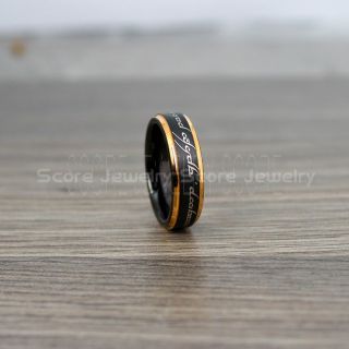 Elvish Ring, Tengwar Ring, Customize Your Own Text in Elvish, Elvish Black Wedding Band, Black Elvish Wedding Ring, Black Tungsten Band