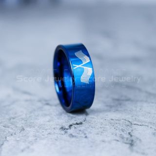 American Flag Ring, American Flag Wedding Band, Blue Tungsten Ring, Blue Wedding Band, Blue Tungsten Band, Military Ring