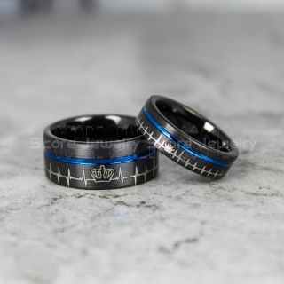 King and Queen Rings, King & Queen Rings, King Queen Wedding Ring, King Queen Wedding Bands, King Ring, Queen Ring, Matching Ring Set, 2 Piece Couple Set Black Tungsten Rings King & Queen Ring