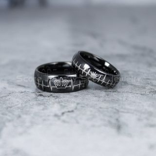 King and Queen Rings, King & Queen Rings, King Queen Wedding Ring, King Queen Wedding Bands, King Ring, Queen Ring, Matching Ring Set, 2 Piece Couple Set Black Tungsten Rings King & Queen Ring