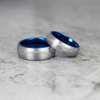 Baseball Rings, 2 Piece Couple Set Baseball Rings, Baseball Stitch Pattern Rings, Silver Tungsten Rings, Silver Rings, Silver Wedding Bands, Silver Wedding Rings, Baseball Stitch Rings, Silver Tungsten Bands