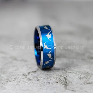 Geese Hunting Ring, Duck Hunting Ring, Geese Hunting Scene Ring, Hunting Ring, Hunting Jewelry, Dog Hunting Ring, Dog Hunting Jewelry, Blue Tungsten Ring, Blue Wedding Band