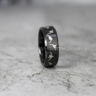 Geese Hunting Ring, Duck Hunting Ring, Geese Hunting Scene Ring, Hunting Ring, Hunting Jewelry, Dog Hunting Ring, Dog Hunting Jewelry, Black Tungsten Ring, Black Wedding Band