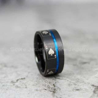 Ace of Spades Ring, Poker Ring, Blackjack Ring, Casino Ring, Joker Ring, Joker Card Suit Ring, Poker Wedding Ring, Black Poker Ring, Card Suit Wedding Band