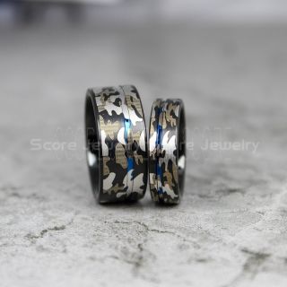 Camo Rings, Camouflage Rings, 2 Piece Couple Set Camouflage Rings, Military Rings, Black Rings, Black Wedding Bands, Black Wedding Rings, Military Wedding Bands, Army Wedding Rings