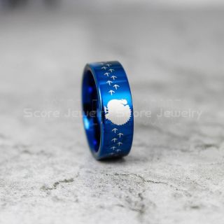 Wild Turkey Ring, Turkey Hunting Ring, Blue Tungsten Ring, Blue Wedding Band, Hunting Ring, Turkey Tracks Wedding Band, Turkey Tracks Ring
