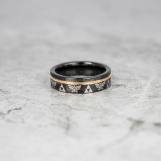 Zelda Ring, Gamer Ring, Legend of Zelda Ring, Zelda Wedding Ring, Zelda Wedding Band, Black Tungsten Ring, Black Wedding Band