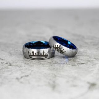 King and Queen Rings, King & Queen Rings, King Queen Wedding Rings, King Queen Wedding Bands, King Ring, Queen Ring, Matching Ring Set, 2 Piece Couple Set Silver Tungsten Rings, King & Queen Rings
