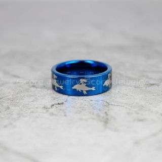 Mermaid Ring, Dolphin Ring, Mermaid Jewelry, Blue Tungsten Mermaid Ring, Mermaid Wedding Ring, Mermaid Ring Wedding Band, Blue Ring, Blue Wedding Band