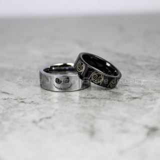Simply Meant To Be Jack and Sally Rings, Jack and Sally Wedding Bands, Black Tungsten Rings, Black Tungsten Wedding Bands, Jack and Sally Wedding Rings