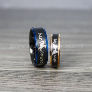 Cowboy and Angel Rings, Cowboys Rings, Angel Ring, 2 Piece Couple Set Cowboy and Cowgirl Ring, Cowboys Wedding Ring, Western Ring, Western Cowboys Ring