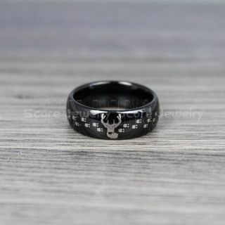 Deer Ring, Deer Tracks Ring, Deer Hunting Ring, Fishing Ring, Black Tungsten Ring, Black Wedding Band, Hunting Ring, Deer Hunting Wedding Band, Deer Tracks Ring