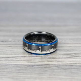 Wind Farm Ring, Wind Turbines Ring, Farmer Ring, Grain Elevator Black Tungsten Ring, Black Wedding Band, Rancher Ring, Cattle Rancher Wedding Band, Cattle Ranching Ring