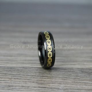 Bioshock Ring, Black Tungsten Ring, Black Wedding Band, Black Tungsten Wedding Band, Chain Link Ring