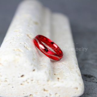 Baseball Ring, Baseball Stitch Pattern Ring, Red Tungsten Ring, Baseball Jewelry, Red Wedding Band, Red Wedding Ring